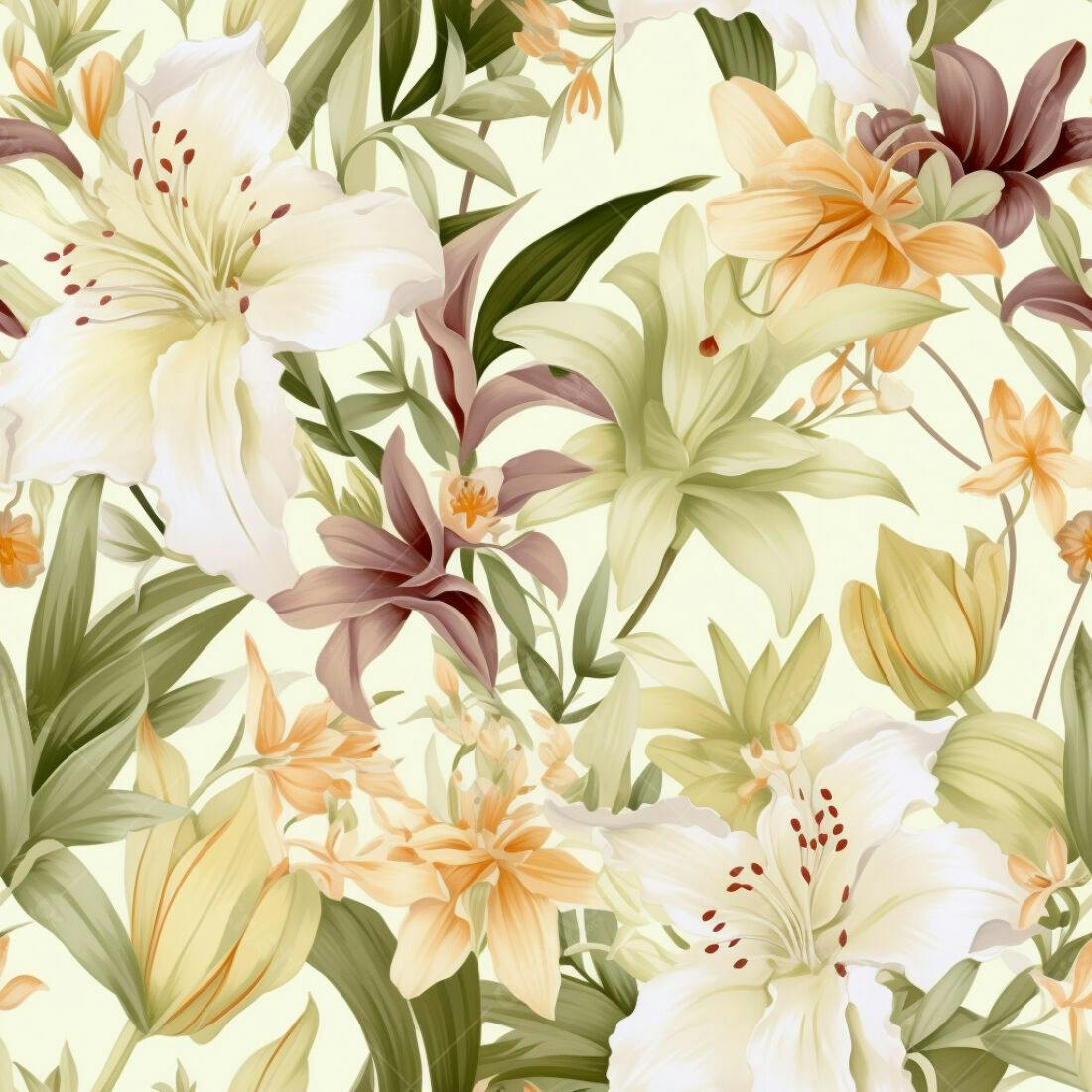 Textura floral lírios para papel de parede