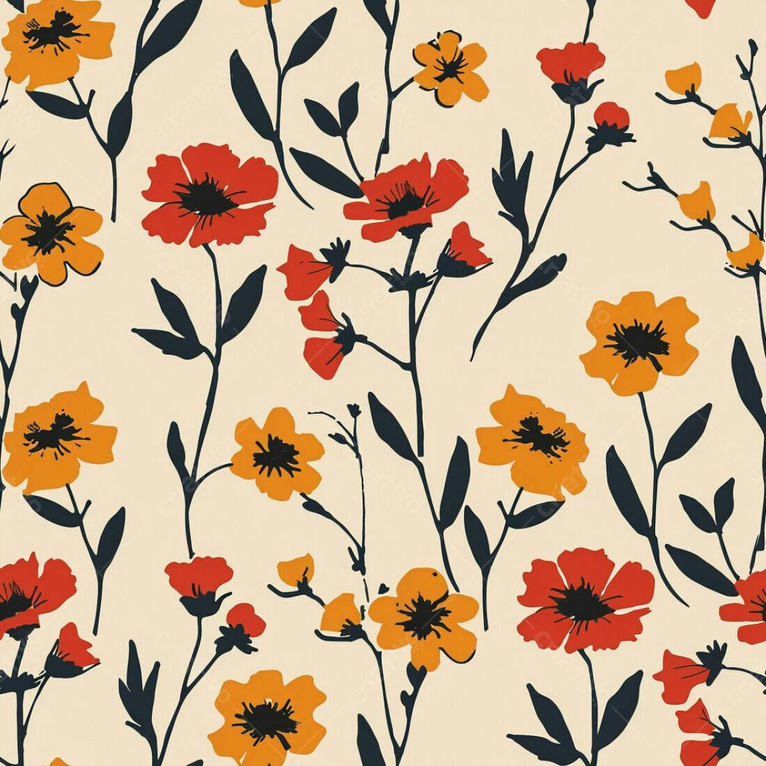 Textura floral laranja e amarela para papel de parede