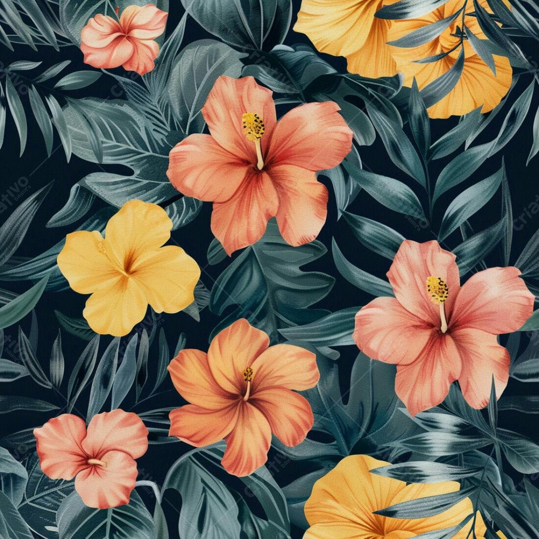 Textura Floral Tropical para Fundo