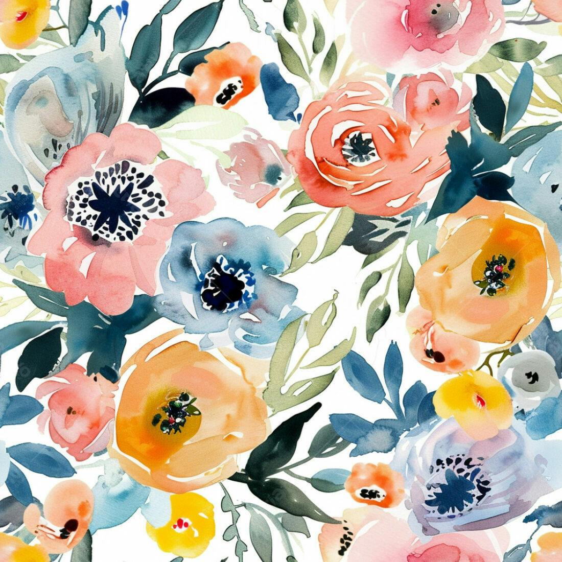 Textura floral aquarela para papel de parede