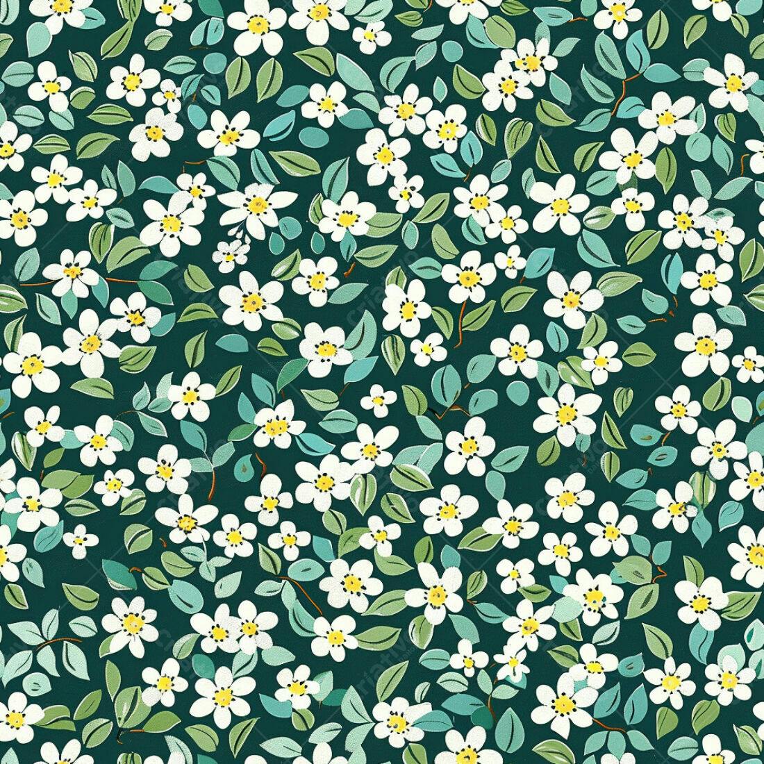 Textura floral verde e branco para fundo