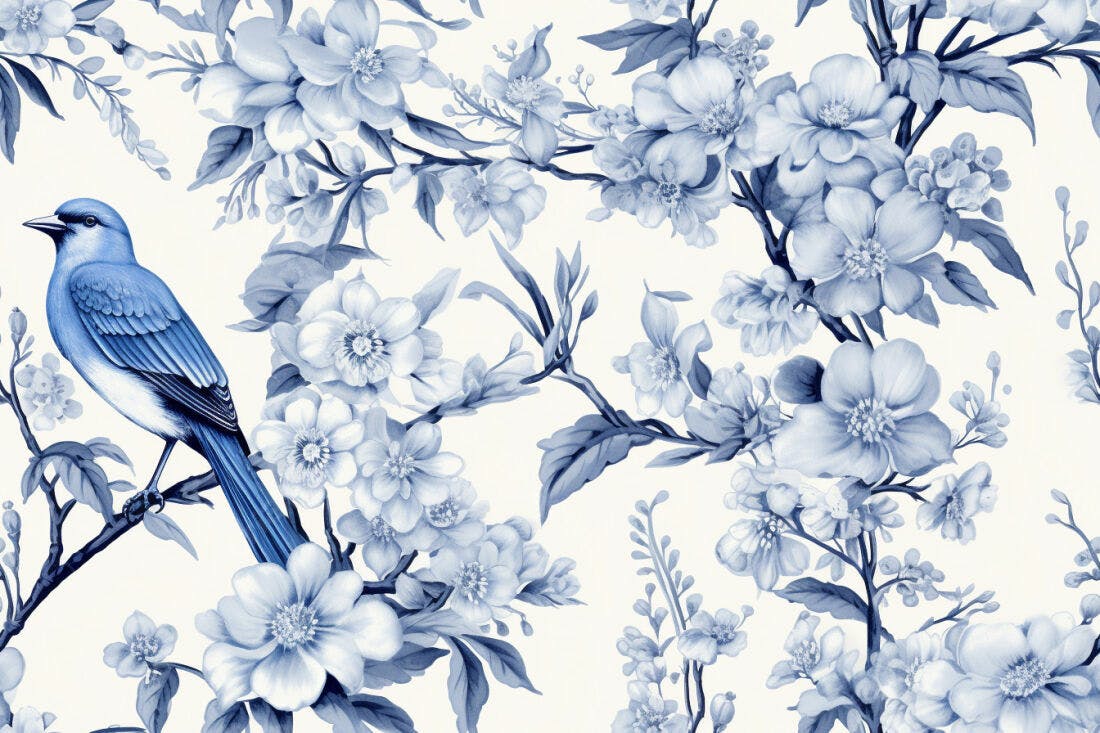 Textura floral azul para papel de parede