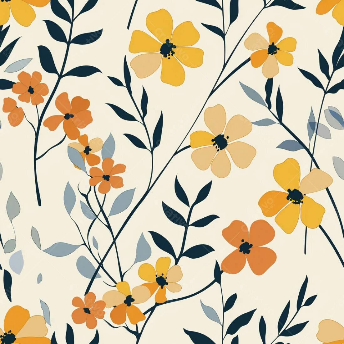 Textura floral amarela e laranja para papel de parede