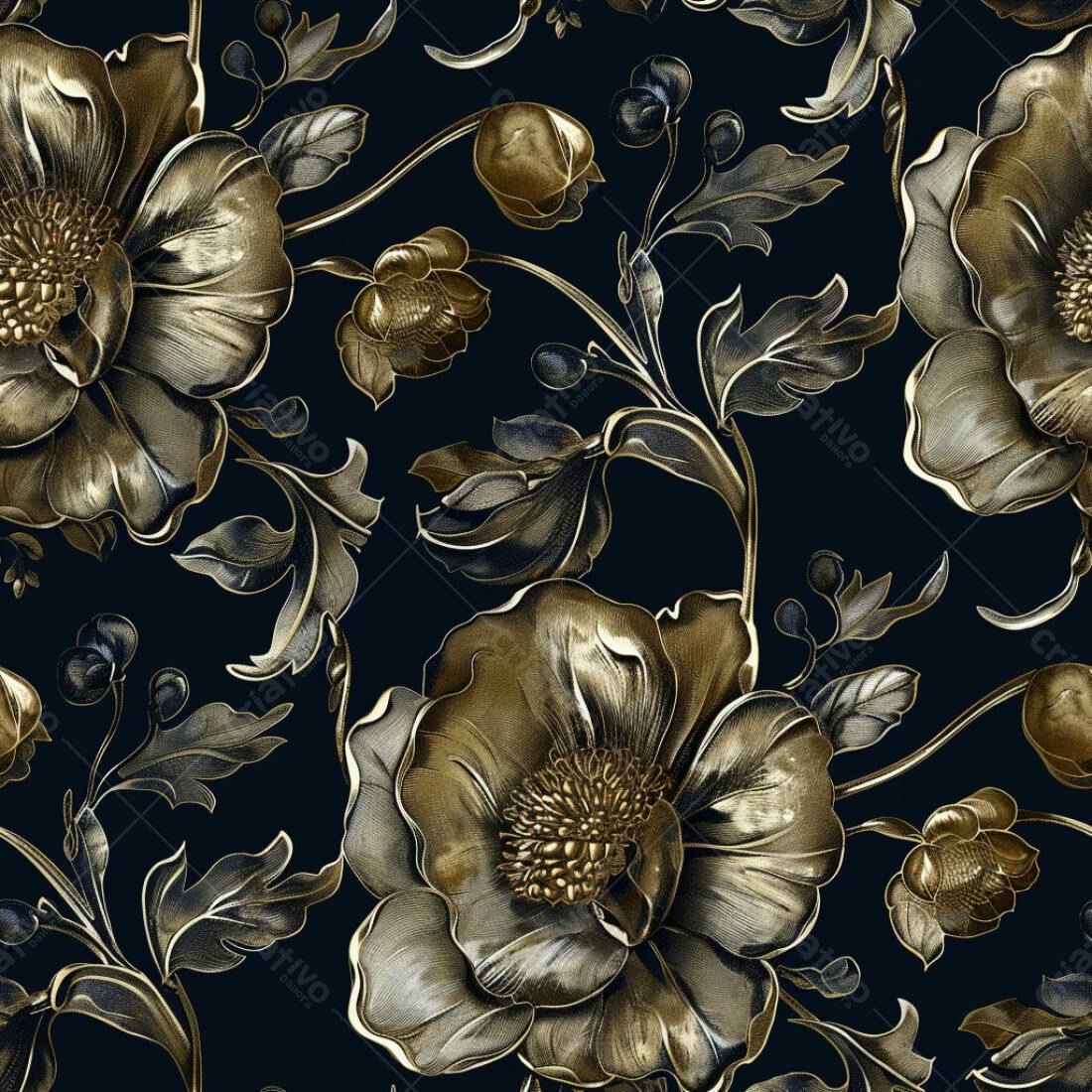Textura Floral Dourada para Papel de Parede