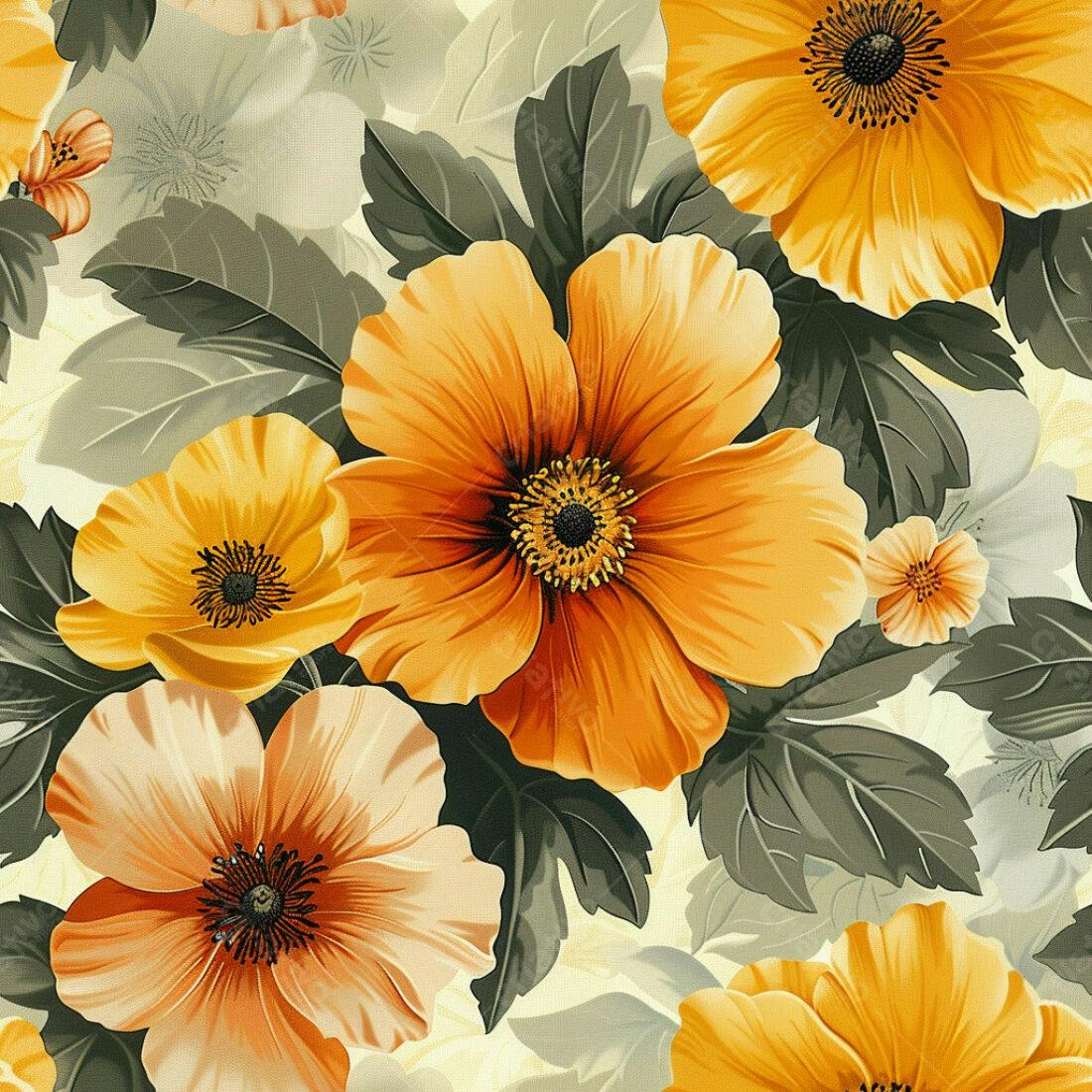 Textura floral amarela para papel de parede