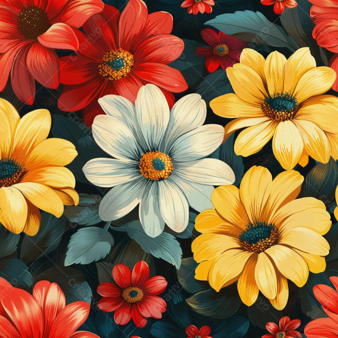 Textura floral vibrante para papel de parede