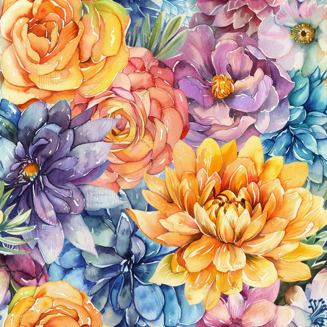 Textura floral aquarela colorida para fundo