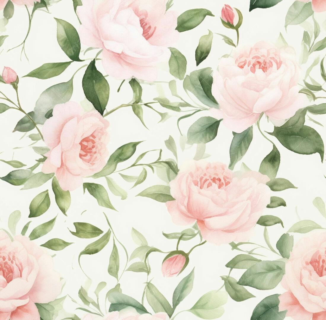 Textura floral rosas e folhas para papel de parede