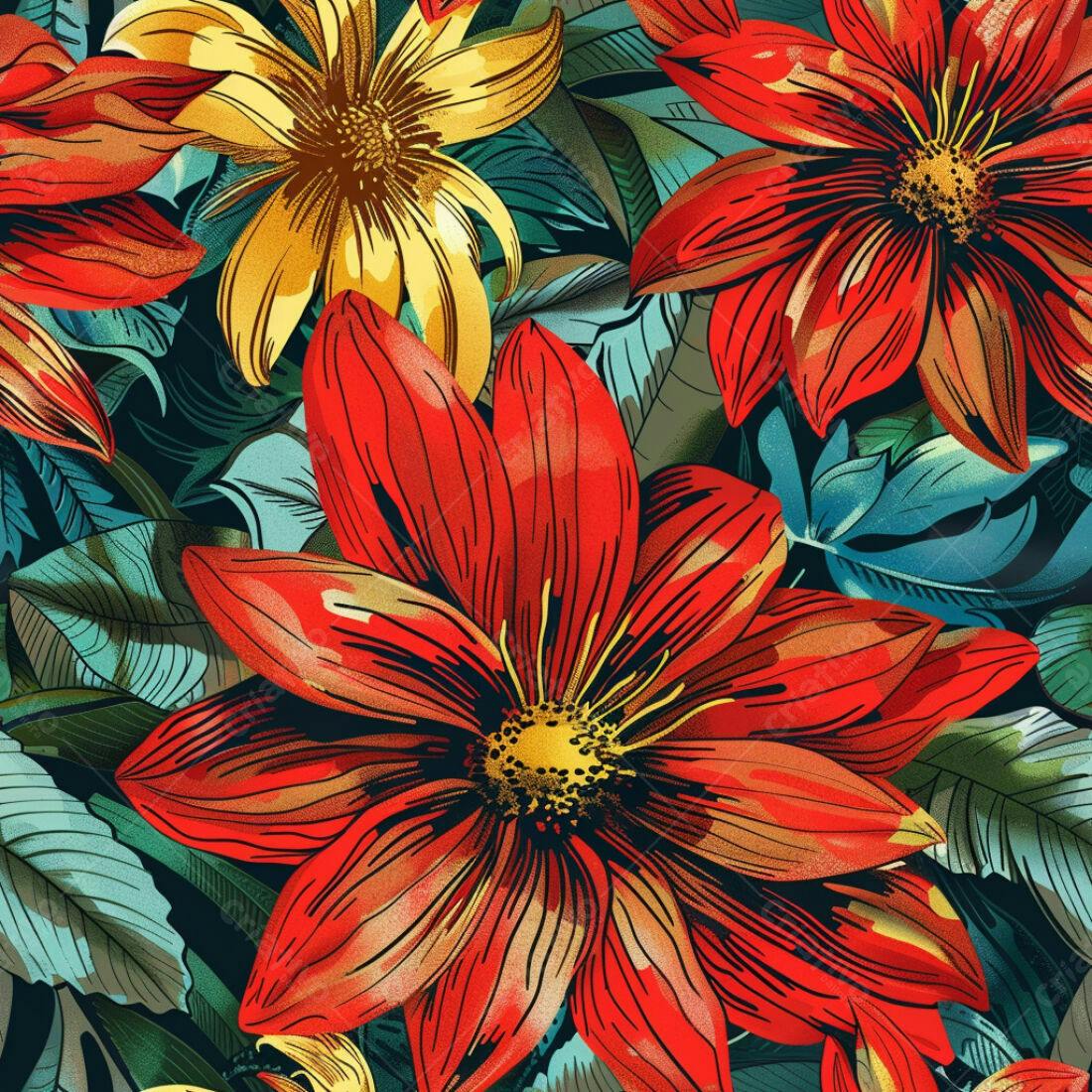 Textura floral tropical para papel de parede
