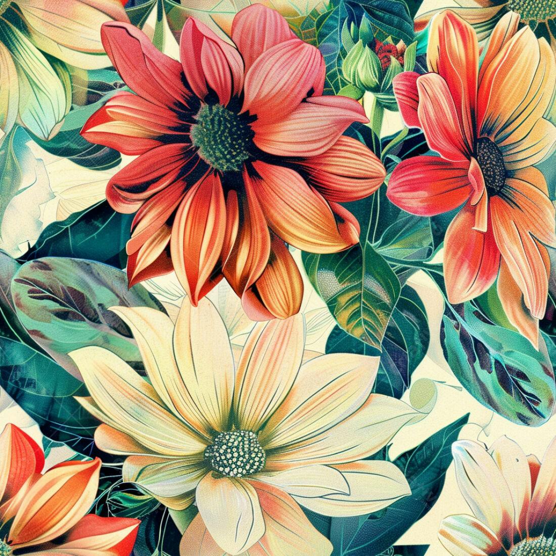 Textura floral colorida para papel de parede