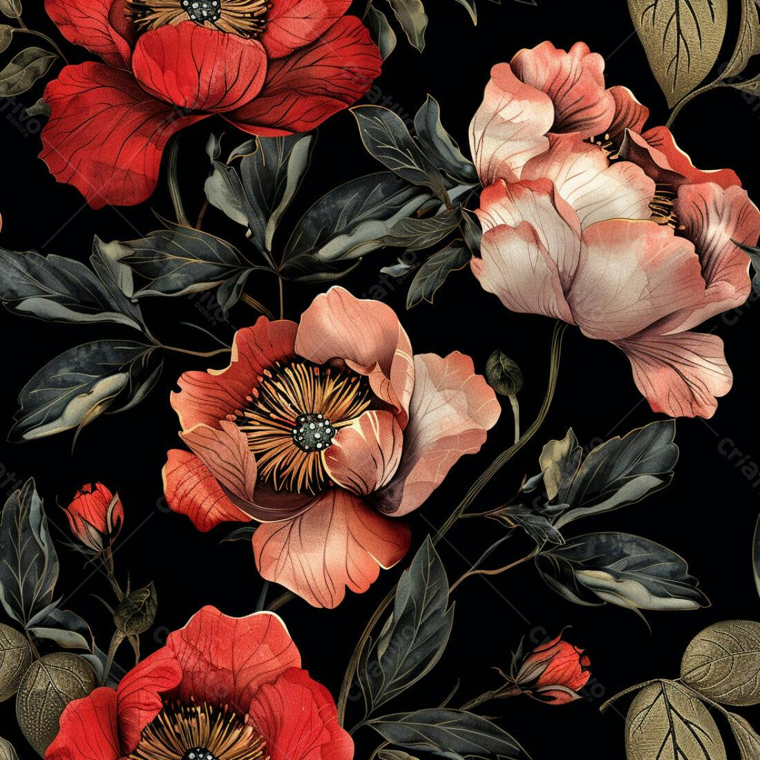 Textura floral peônias escuras para fundo