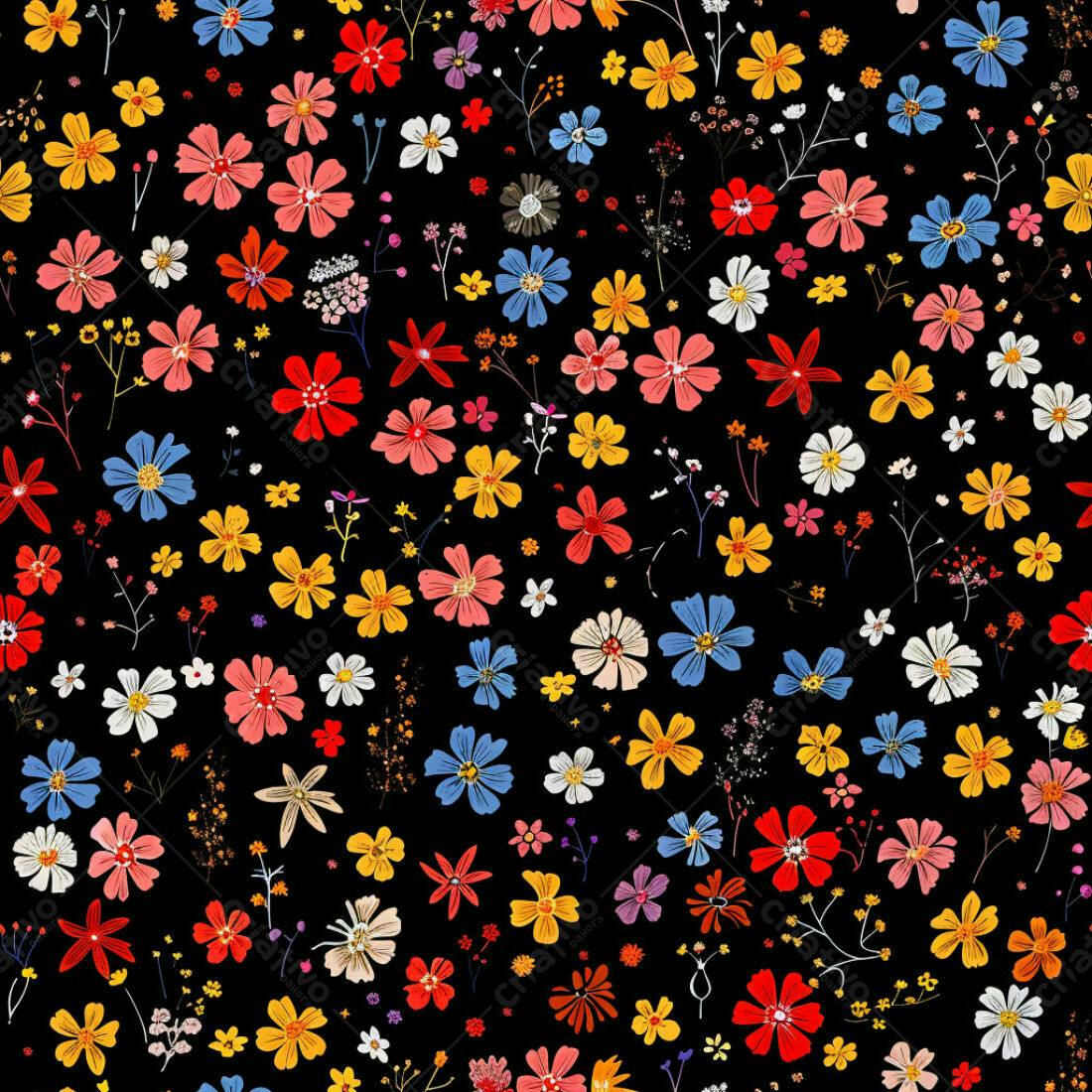 Textura Floral Colorida para Fundo