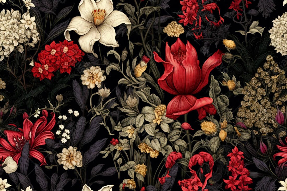 Textura floral escura para papel de parede