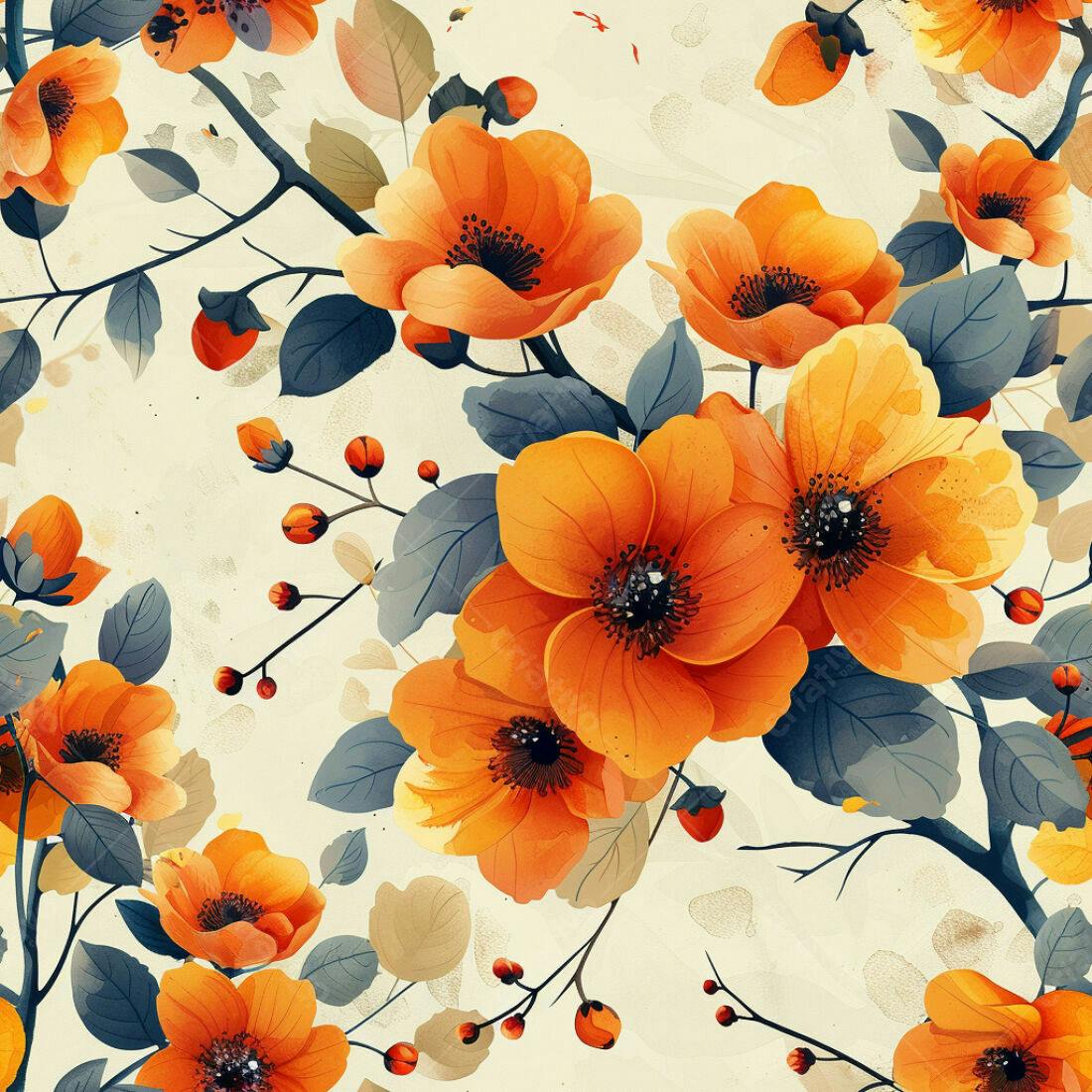 Textura floral laranja para papel de parede