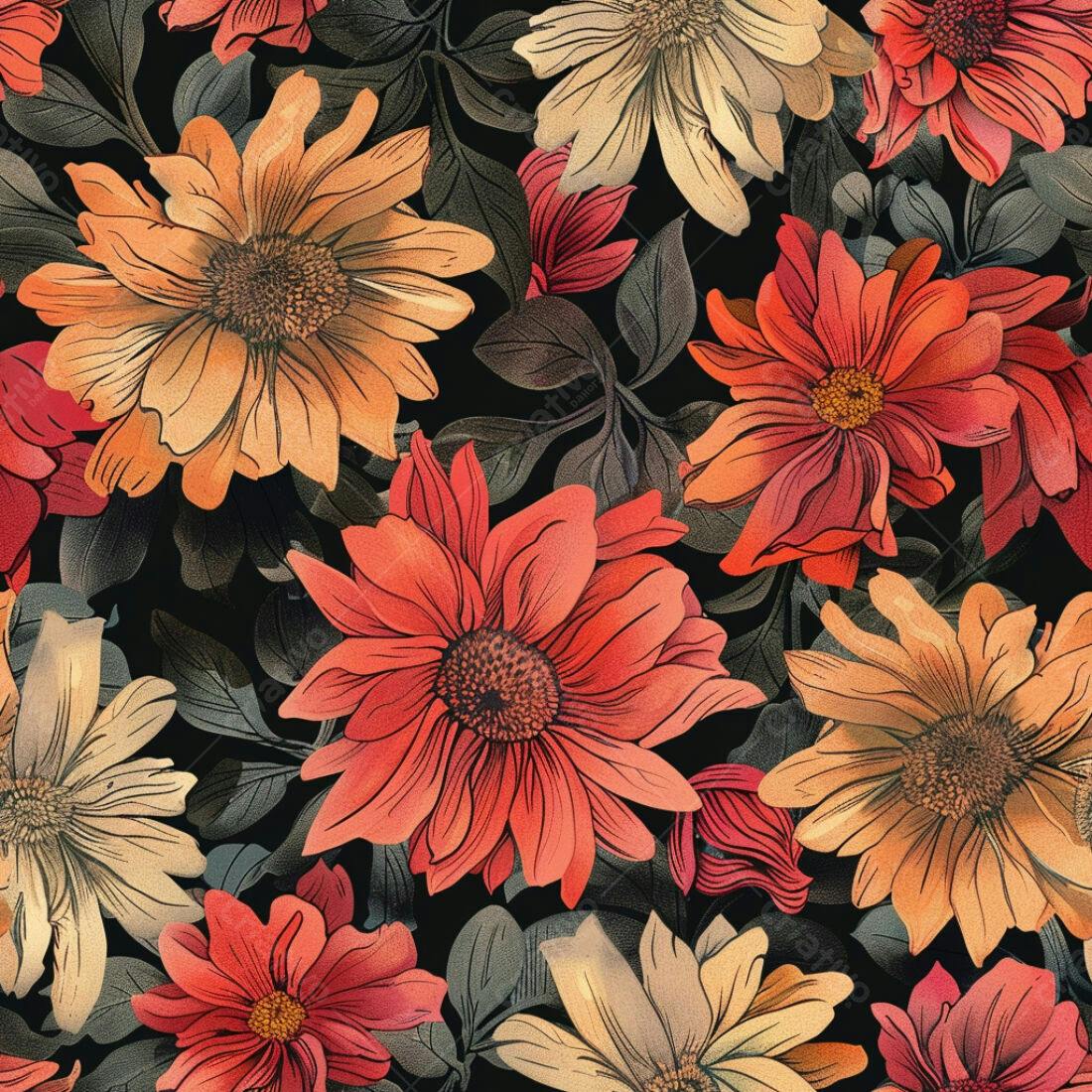 Textura floral tons terrosos para papel de parede
