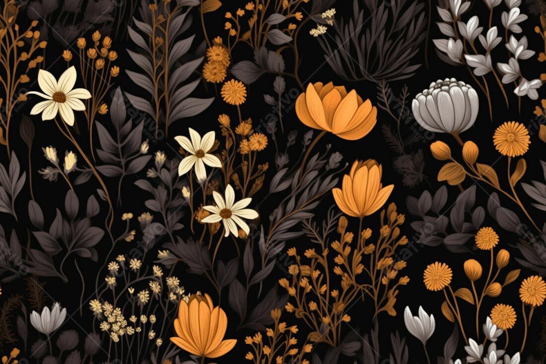 Textura floral escura para papel de parede