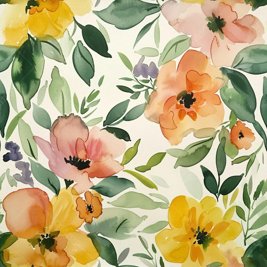 Textura floral aquarela para papel de parede