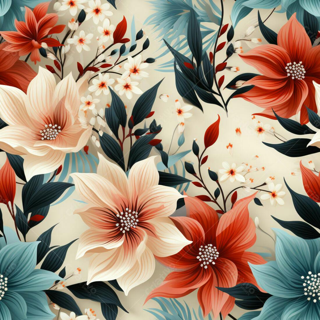 Textura Floral Romântica para Papel de Parede
