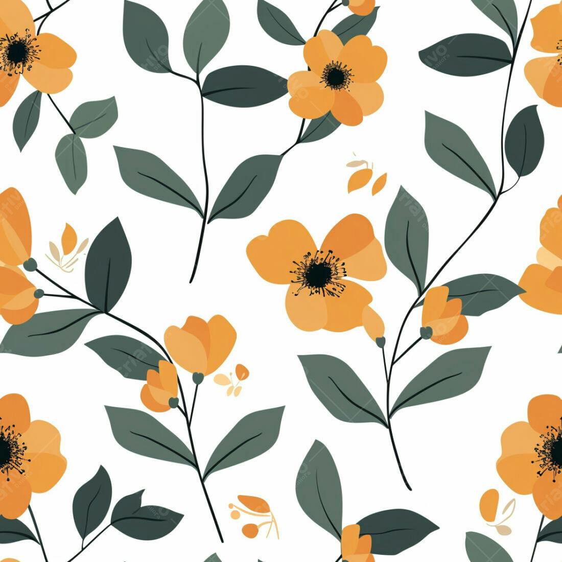 Textura floral laranja e verde para fundo