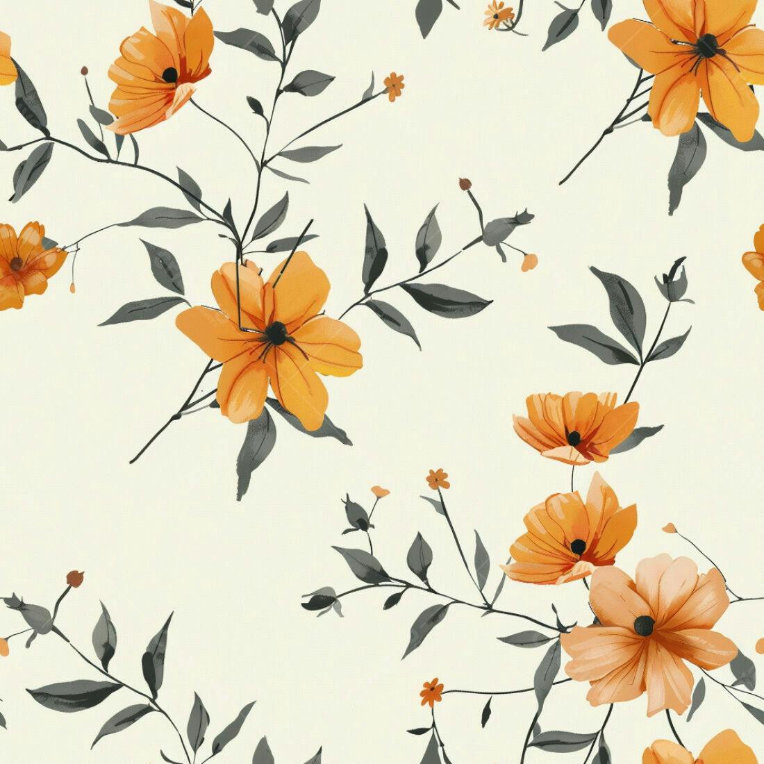 Textura floral laranja e cinza para papel de parede
