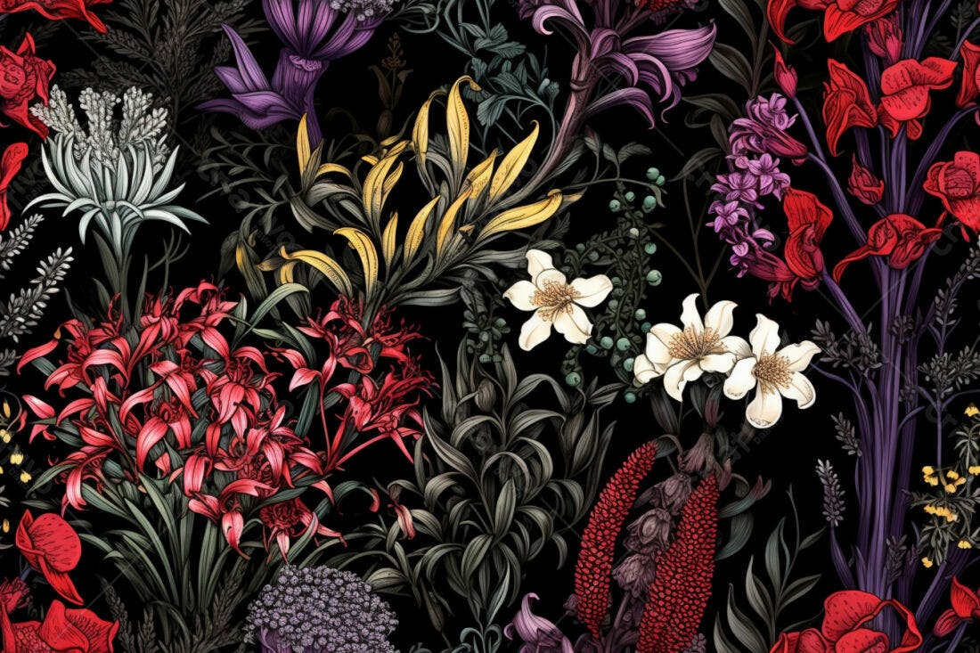 Textura Floral escura para papel de parede