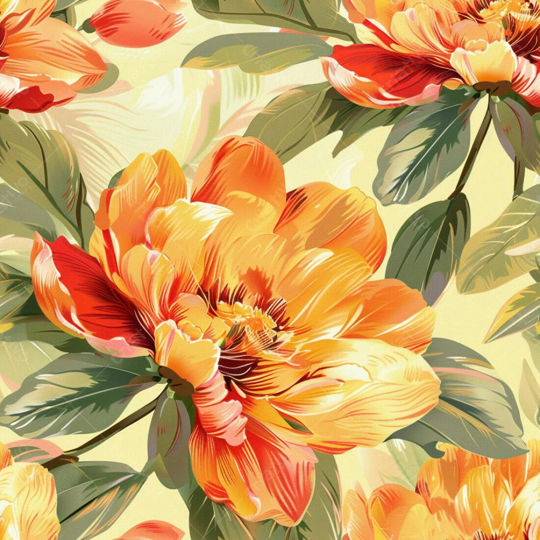 Textura floral peônias laranja para papel de parede