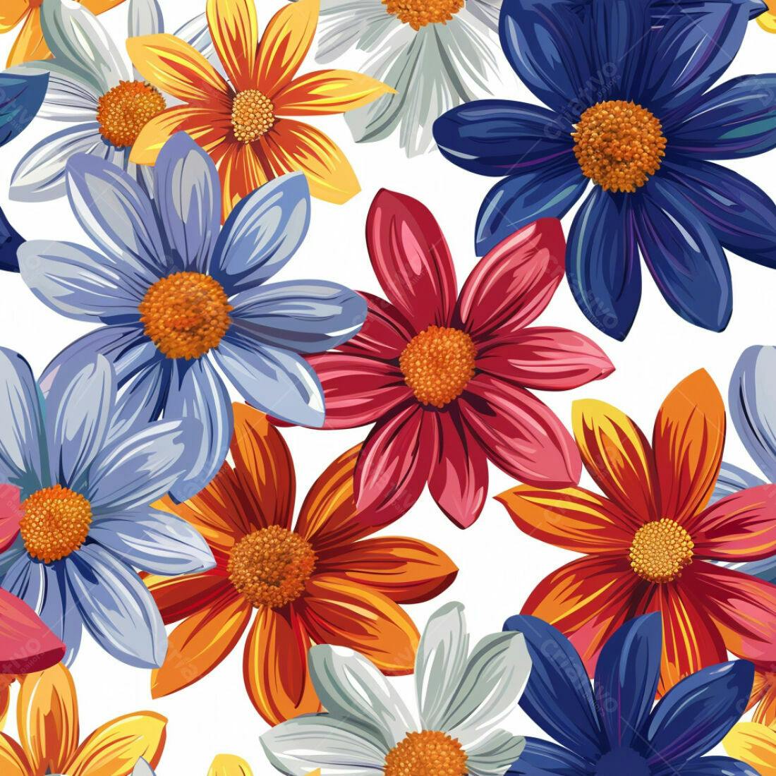 Textura Flores Coloridas para Fundo