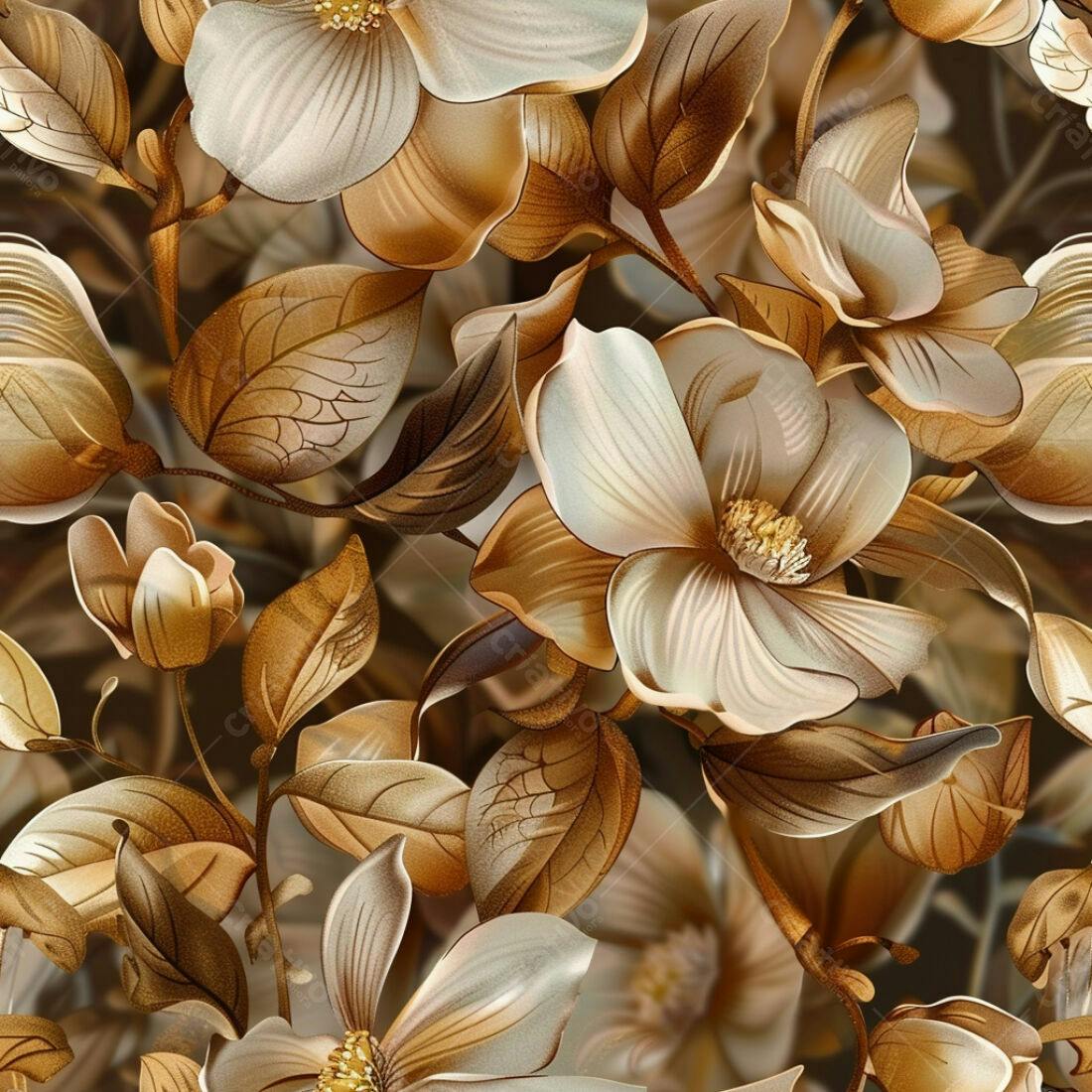 Textura floral marrom e bege para papel de parede