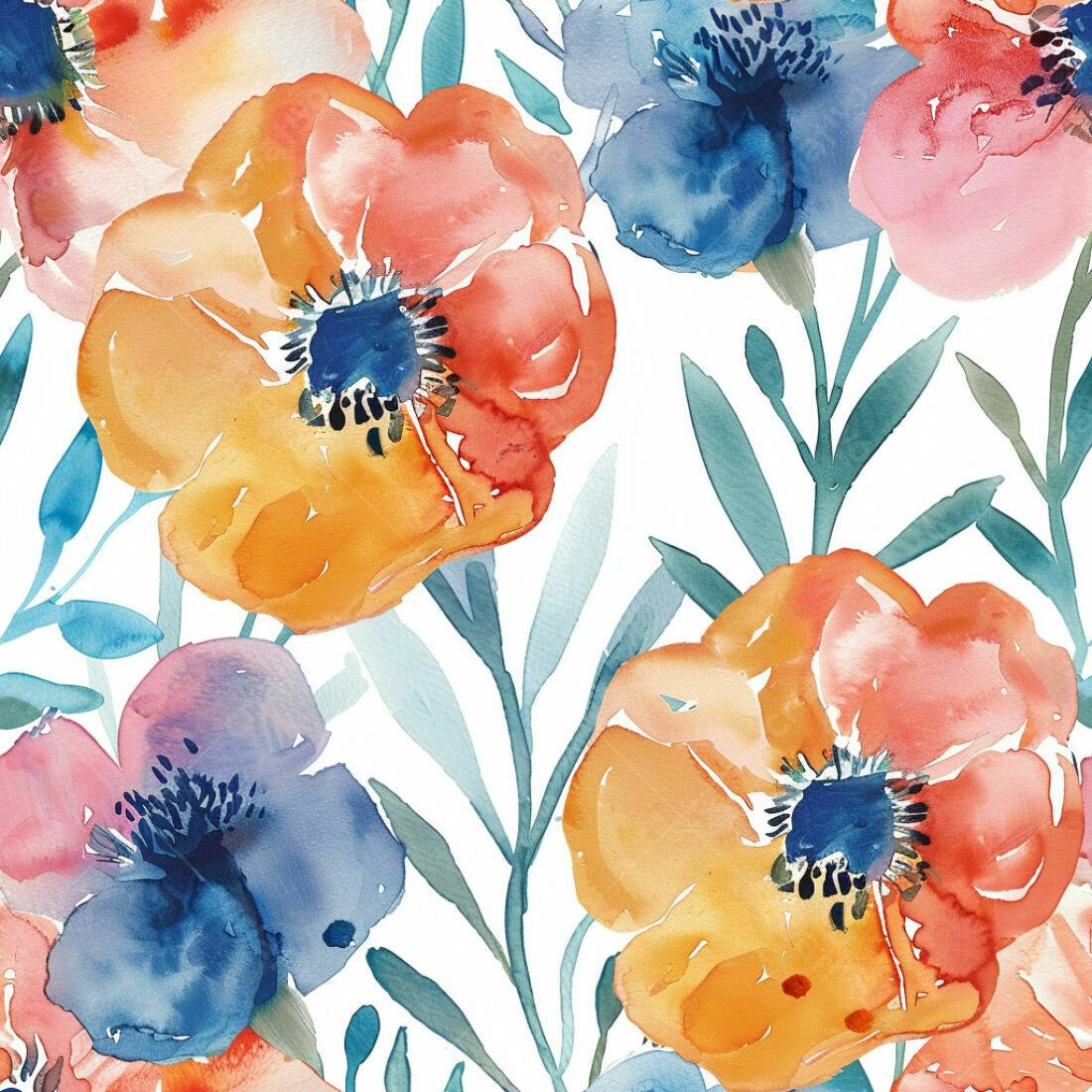Textura floral aquarela colorida para papel de parede