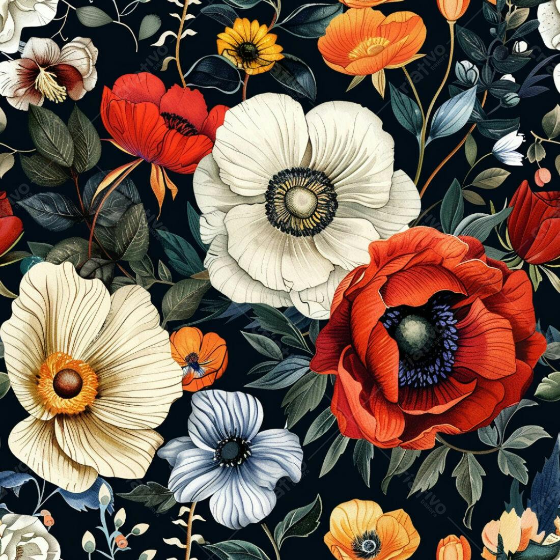Textura Floral Romântica para Papel de Parede