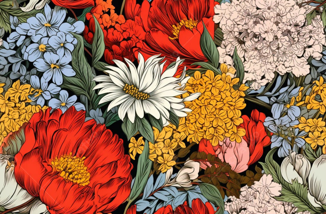 Textura floral colorida para papel de parede