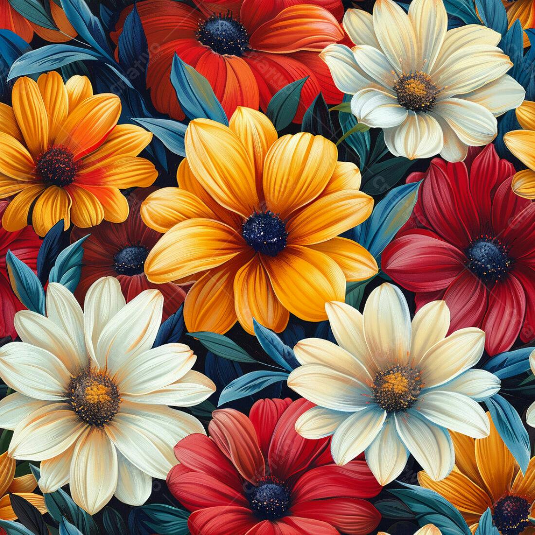 Textura floral vibrante para papel de parede
