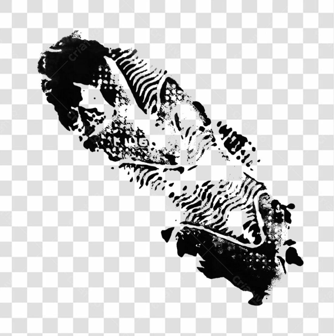 PNG Marca de Pé em Preto e Branco com fundo transparente