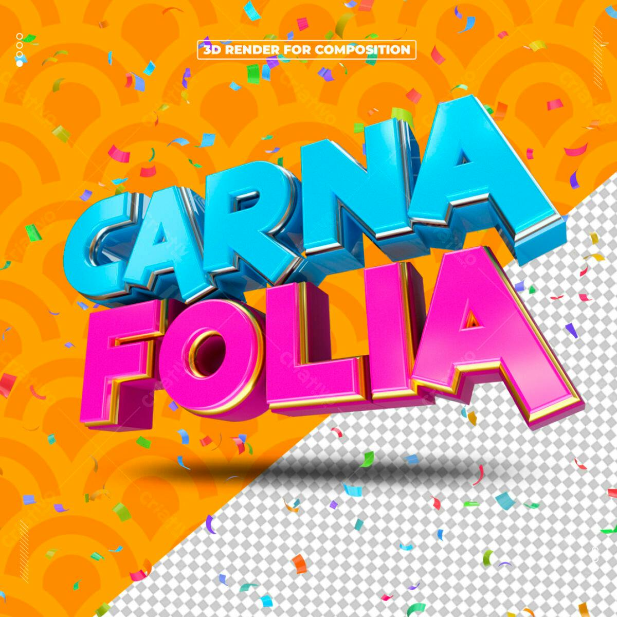 PSD para Carnaval 3D com Confeito PSD Editável