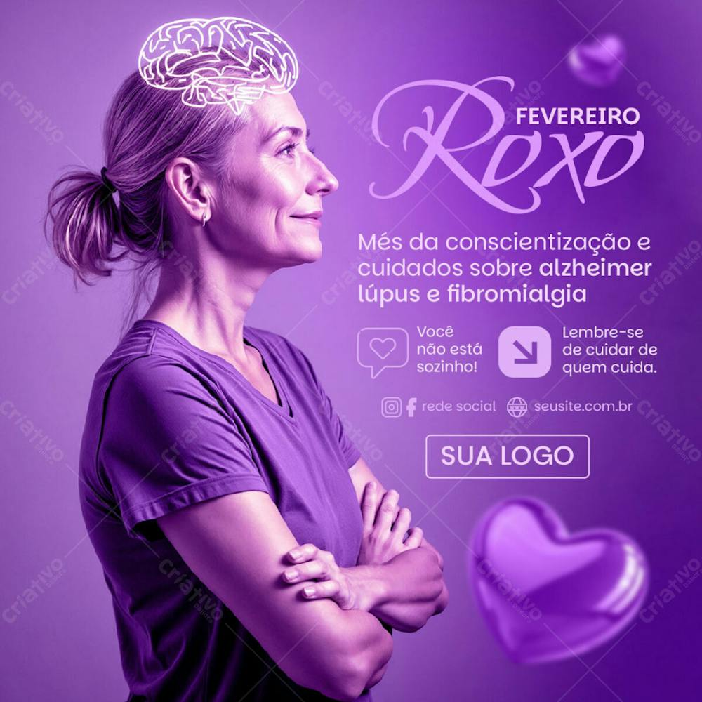 Feed Social Psd Fevereiro Roxo Més Da Conscientização E Cuidados Sobre Alzheimer Lúpus