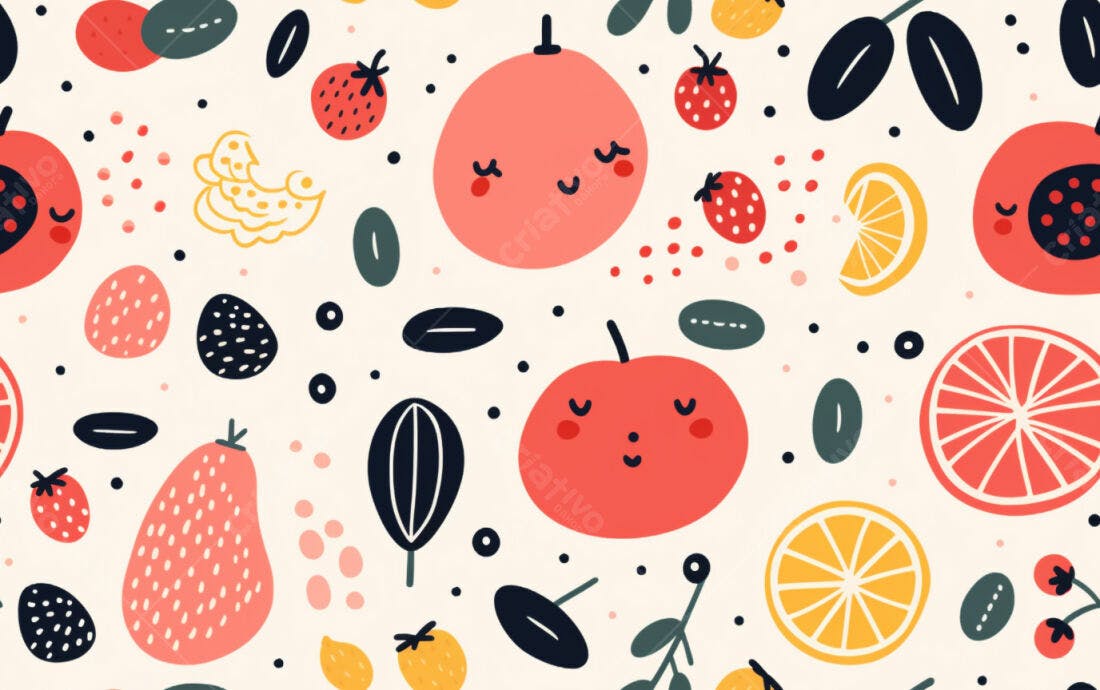 Textura Frutas Desenhadas para Fundo