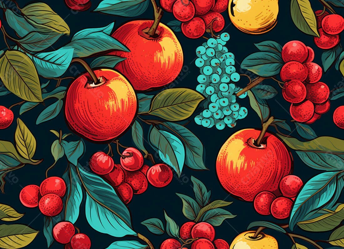 Textura Frutas Vermelhas e Azul para Fundo