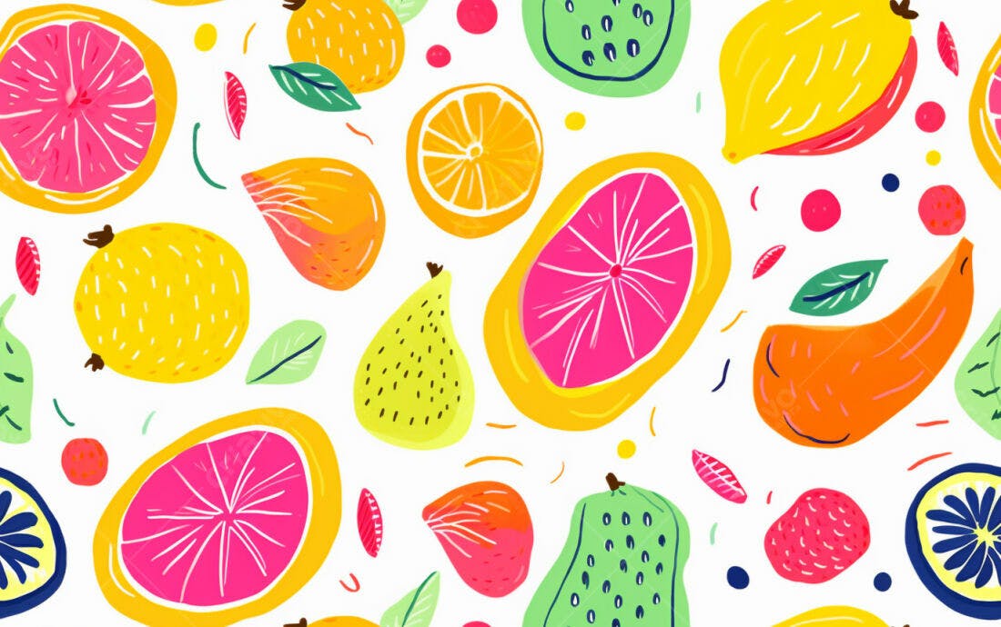 Textura frutas vibrantes para fundo tropical
