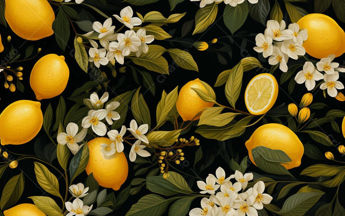 Textura Limão e Flores para Fundo