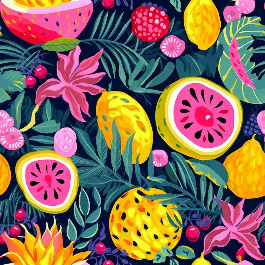 Textura Frutas Tropicais para Papel de Parede
