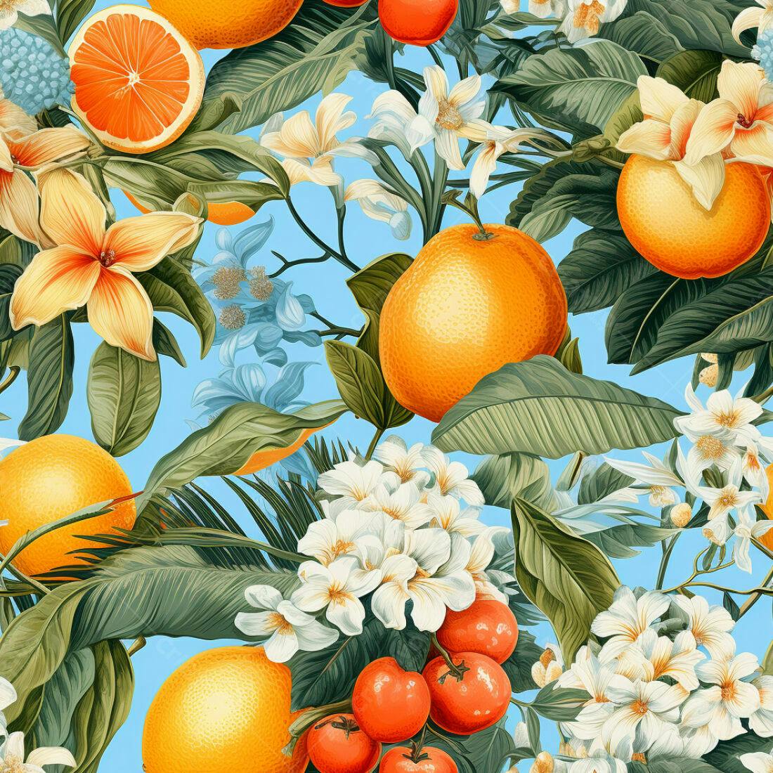 Textura floral frutas cítricas para papel de parede