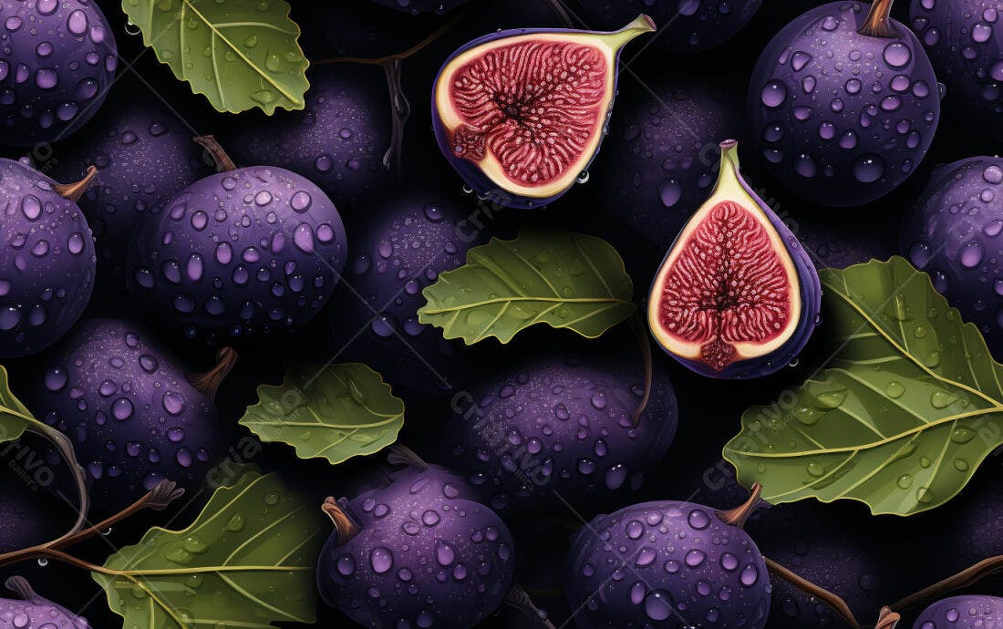 Textura Figos Roxo Escuro com Gotas para Fundo