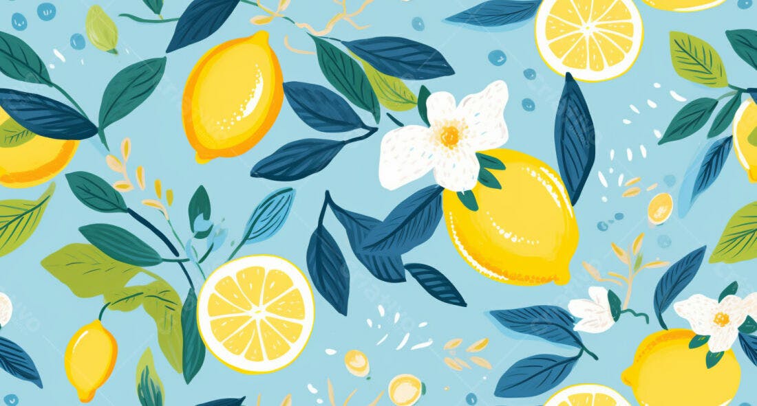 Textura Limão e Flores para Fundo