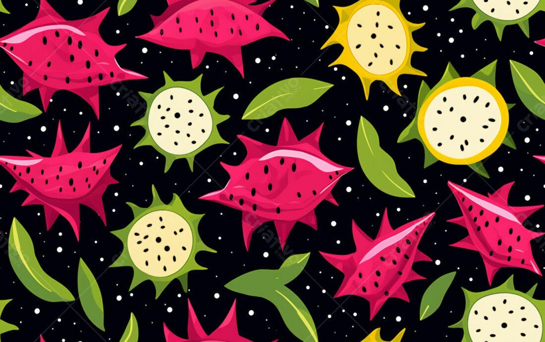 Textura Frutas Dragão Coloridas para Fundo