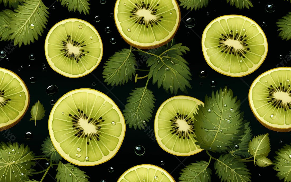 Textura Kiwi e Folhas para Fundo