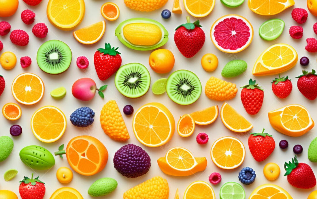 Textura Frutas Coloridas para Fundo Vibrante