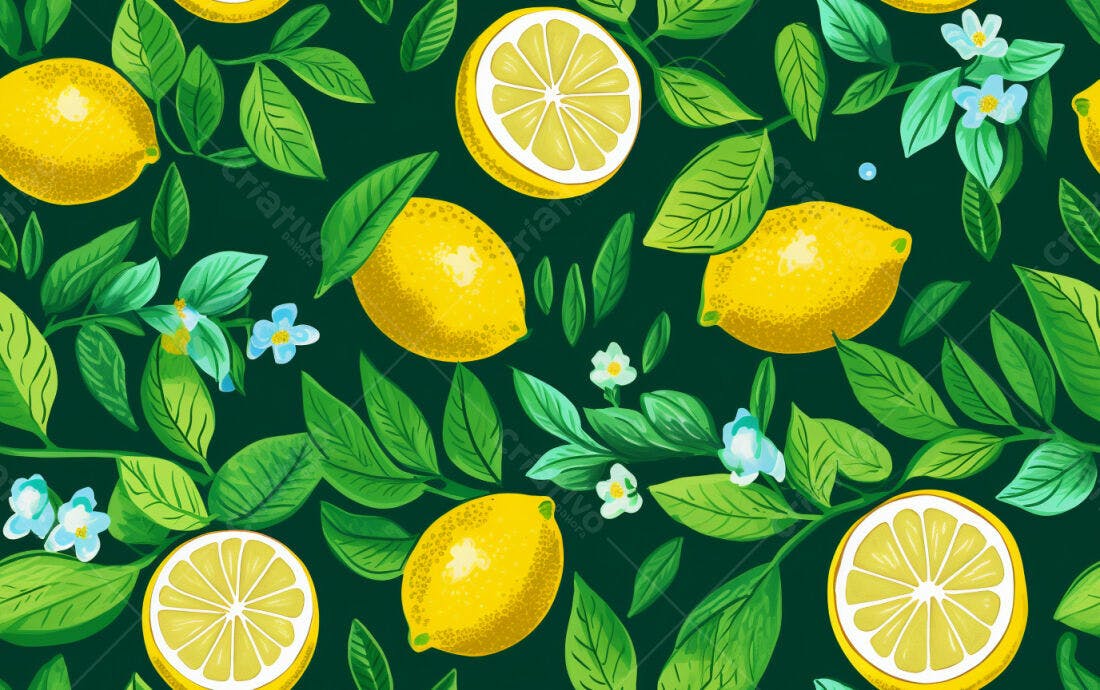 Textura Limão e Folhas para Fundo