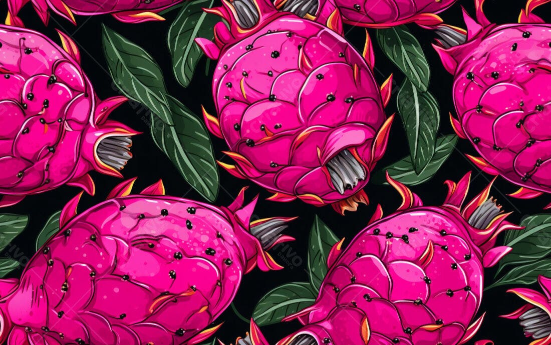 Textura Frutas Dragão Rosa para Papel de Parede