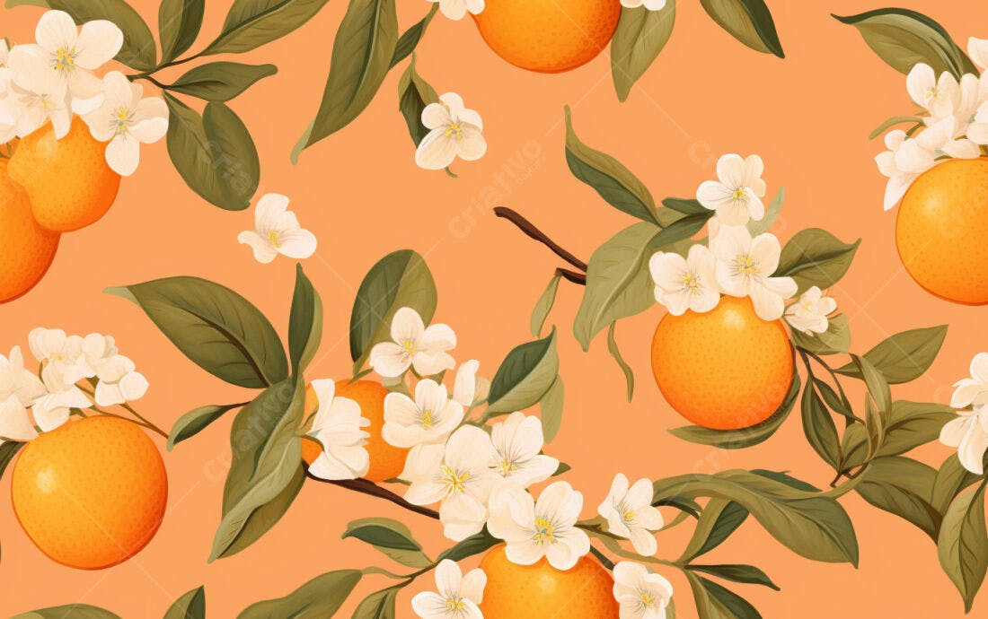 Textura floral laranjas e flores para fundo