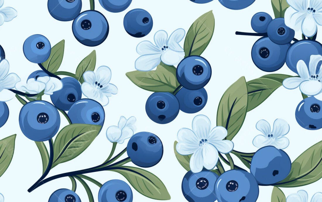 Textura Mirtilo e Flor para Fundo